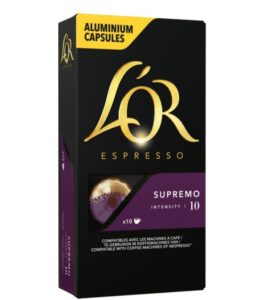 Vue de côté de L’Or Espresso Café Supremo