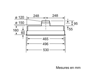 Dimension d'encastrement en profil du Hottes Siemens LB55565