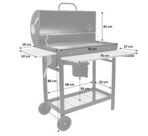les dimensions du Barbecue à charbon Toro BBQ11