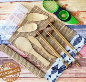 Accessoires fournis avec Kit Sushi Maki Complet en Bambou