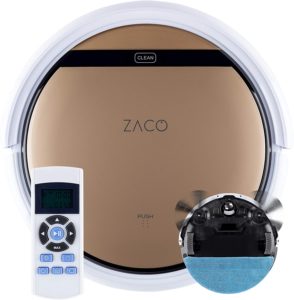 Vue d'ensemble du Zaco-Robot Aspirateur V5sPro avec télécommande sans Fil pour sol dur et tapis
