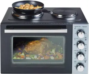 Bestron,Cuisinière Grill-Four avec plaque de cuisson double jusqu’à 230°,3200 Watt,noir n2