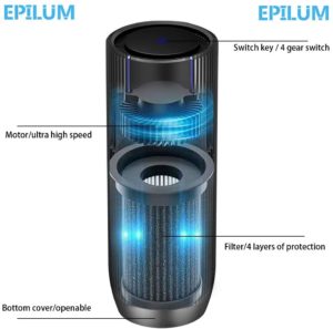 Epilum Purificateur d’air ioniseur pour auto vrai filtre HEPA avec 4 vitesses n2