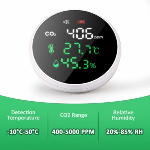 LifeBasis Capteur de CO2 3 en 1 pour température humidité avec écran LCD et fonction alarme n2