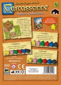 Dos du jeu Carcassonne-Extension 5 Maire et Monastères