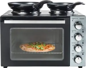 Bestron, Cuisinière Grill – Four avec plaque de cuisson double jusqu’à 230°, 3200 Watt, noir n1