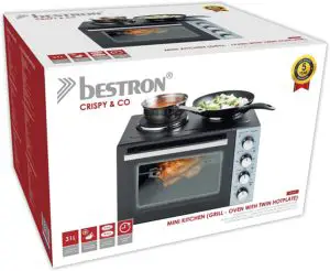 Bestron, Cuisinière Grill – Four avec plaque de cuisson double jusqu’à 230°, 3200 Watt, noir n4