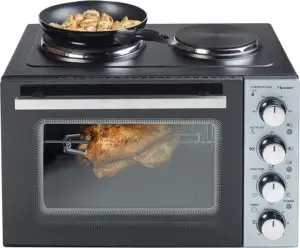 Bestron, Cuisinière Grill – Four avec plaque de cuisson double jusqu’à 230°, 3200 Watt, noir n5