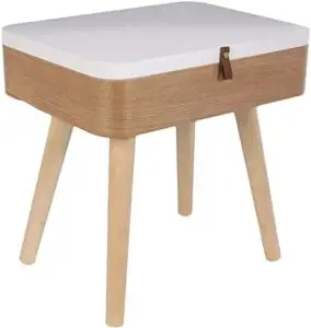 Une table de chevet en bois blanc